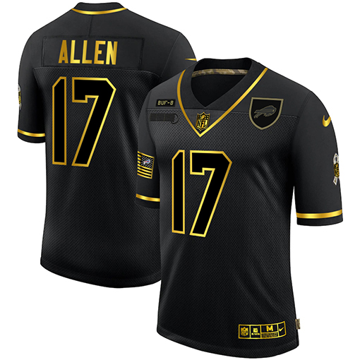 Buffalo Bills #17 Josh Allen Men Nike 2020 Salute To Service Golden Limited NFL black Jerseys->new england patriots->NFL Jersey